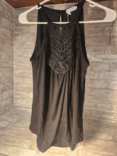 Ladies Black Tank Top with Lace Accents at the top. Size Small Designer look NWT