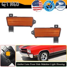 For Chevy 1970 Chevelle El Camino Front Bumper Lower Marker Lamps Housings Amber