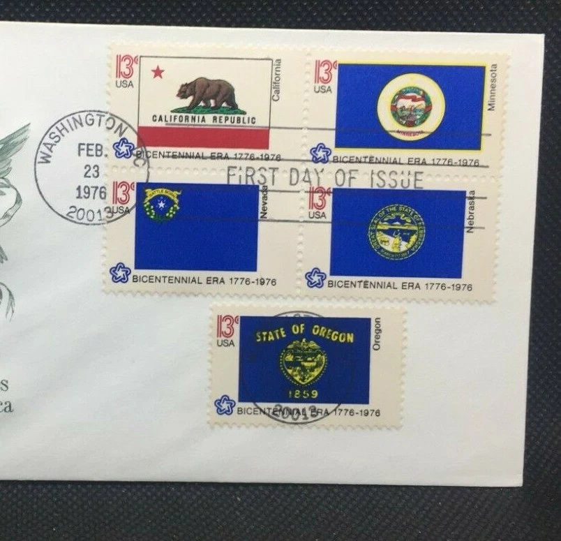 FDC Envelope & Stamp: Commemorating 50 United States MN, NE, CA, NV, OR 1976 - Image 3 of 3