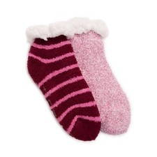 Muk Luks Women's Short Cabin Socks-2-Pairs-2900185-Pink Stripe-OSFM-NWT