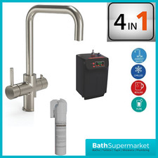 Hot Cold Boiling Water Kitchen Tap Twin Lever Filter Tank Brushed Steel 3 - 4 