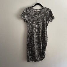 Michael Kors Women SZ M Animal Print Short Sleeve Adjustable Gathered Side Dress