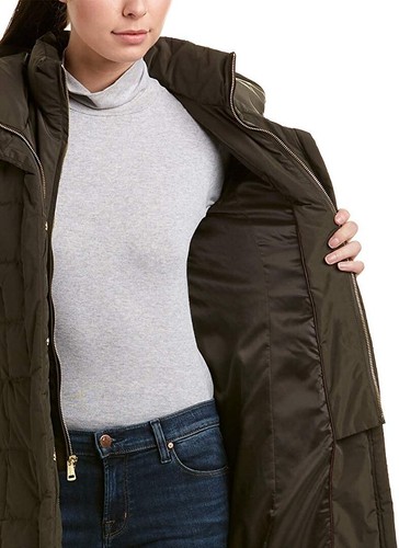 Cole Haan 254623 Womens Taffeta Down Coat Deep Forest Size Medium - Picture 3 of 3
