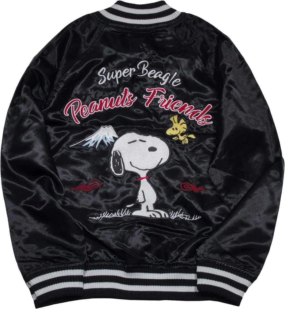 Sukajan Peanuts Snoopy Japanese pattern Mt. Fuji Jacket Back Size LL