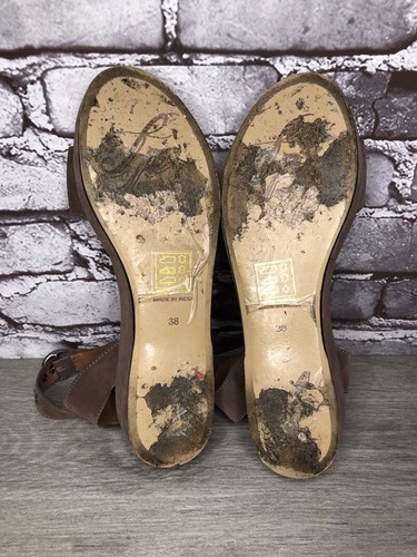 Free People Plum Taupe Suede Platform Ankle Strap Sandals Women Sz 38EU/7.5M US - Picture 8 of 23