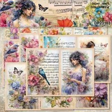 Vintage Young Girl 8 Scrapbook Papiere Junges...