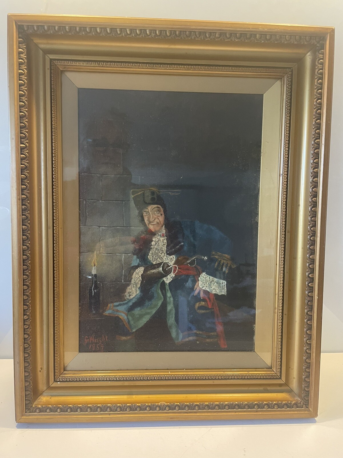 1939 Oil Painting Portrait Captain Hook Artist G. Wright