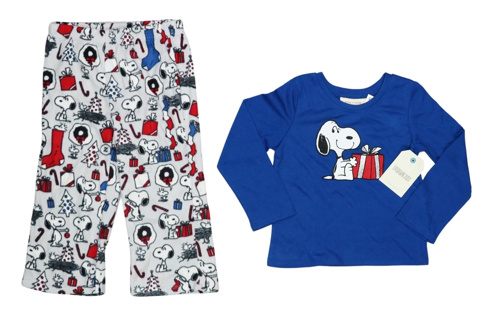 Munki Munki Toddler Snoopy Peanuts Christmas Themed 2-Piece Pajama Set NWT