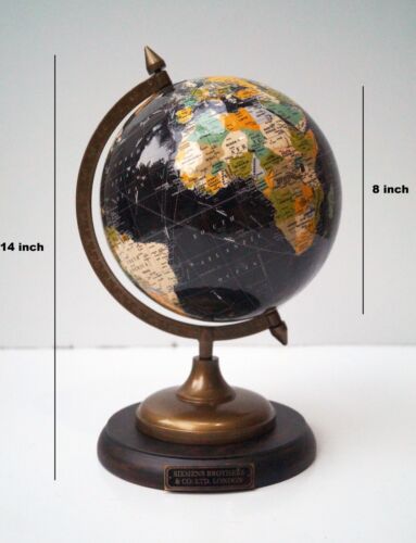 Black World Globe Map Vintage Style Decor Earth Oceans for School Education - Picture 1 of 7