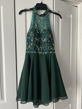 Emerald Green Formal Dress With extensive Rhinestones On Bodice, Size 13/14