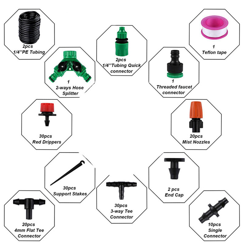 100FT 30M Auto Drip Irrigation System Kit Timer Micro Sprinkler Garden Watering