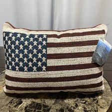 VTG American Flag Throw Pillow Jacquard Woven OLD GLORY Made In USA
