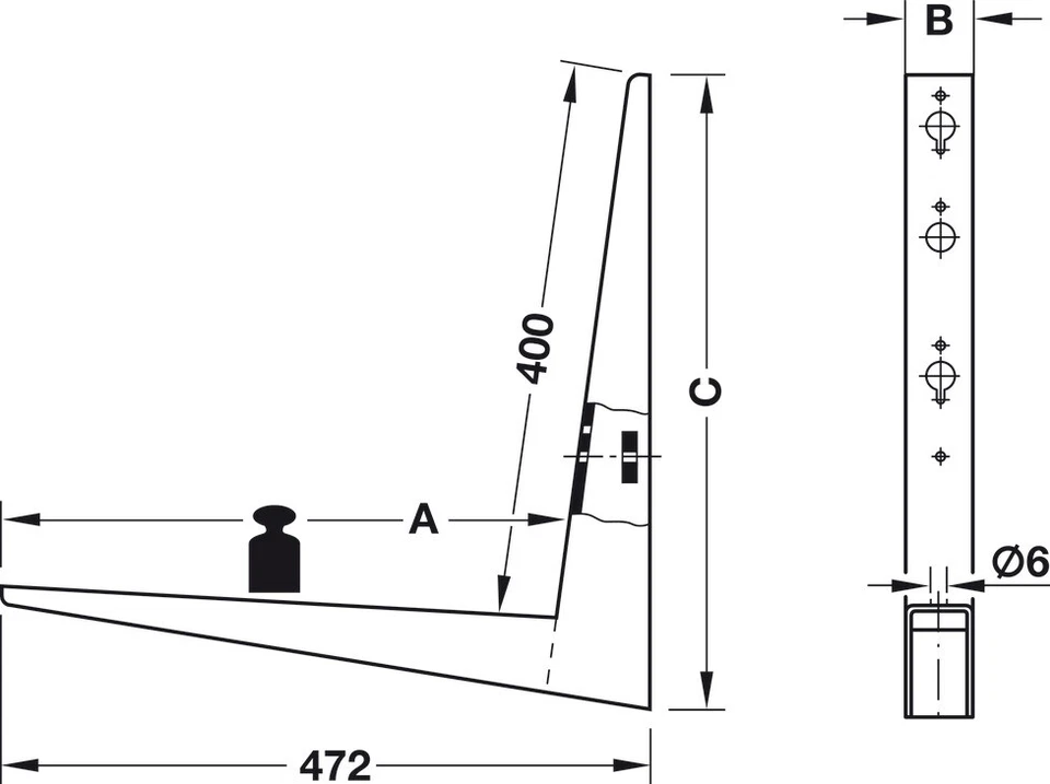 Consola Bancos Asiento Hebgo Tirantes Respaldos Soporte 410x48x460 MM Acero - Imagen 2 de 4