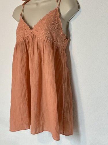 New Asos Swim Swimsuit Coverup Dress Womens 4 Orange Embroidered Mini Boho Trave - Picture 2 of 8