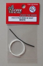 WHITE PLUG WIRES w BOOT 1:24 1:25 GOFER RACING CAR MODEL ACCESSORY 16117