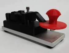 Black-Red Camelback Morse Code Key Navy Style W/ Aluminum Base