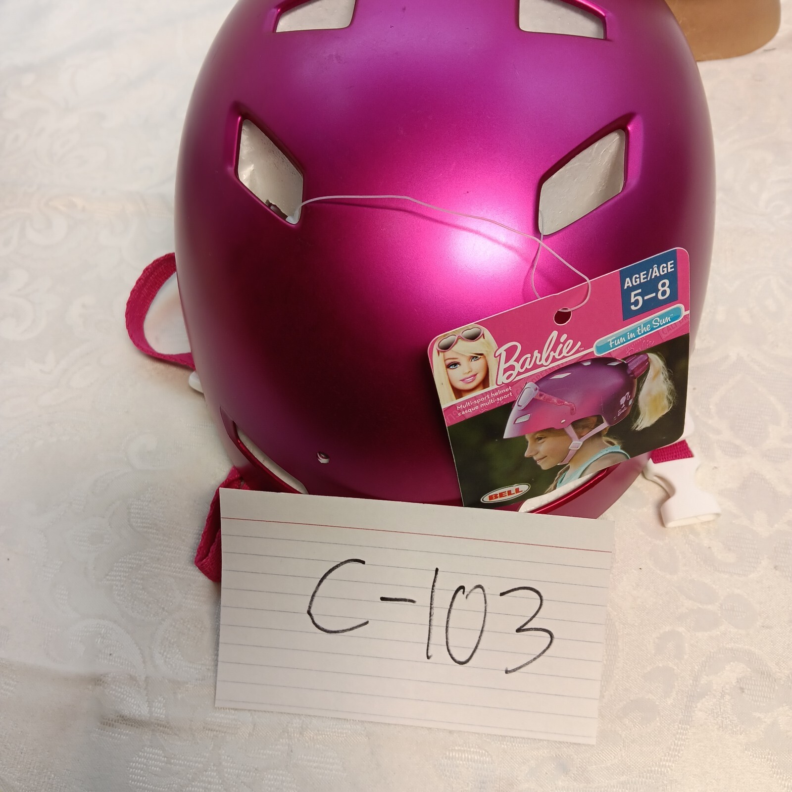 Barbie Bike Helmet Kids Pink Safety Bicycle 5-8 Year Bell  (Missing Sun Glasses)