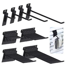 32Pcs Slatwall Hooks Assortment Set 2/4/6/8 Inch Slat Wall Shelf Brackets Han...
