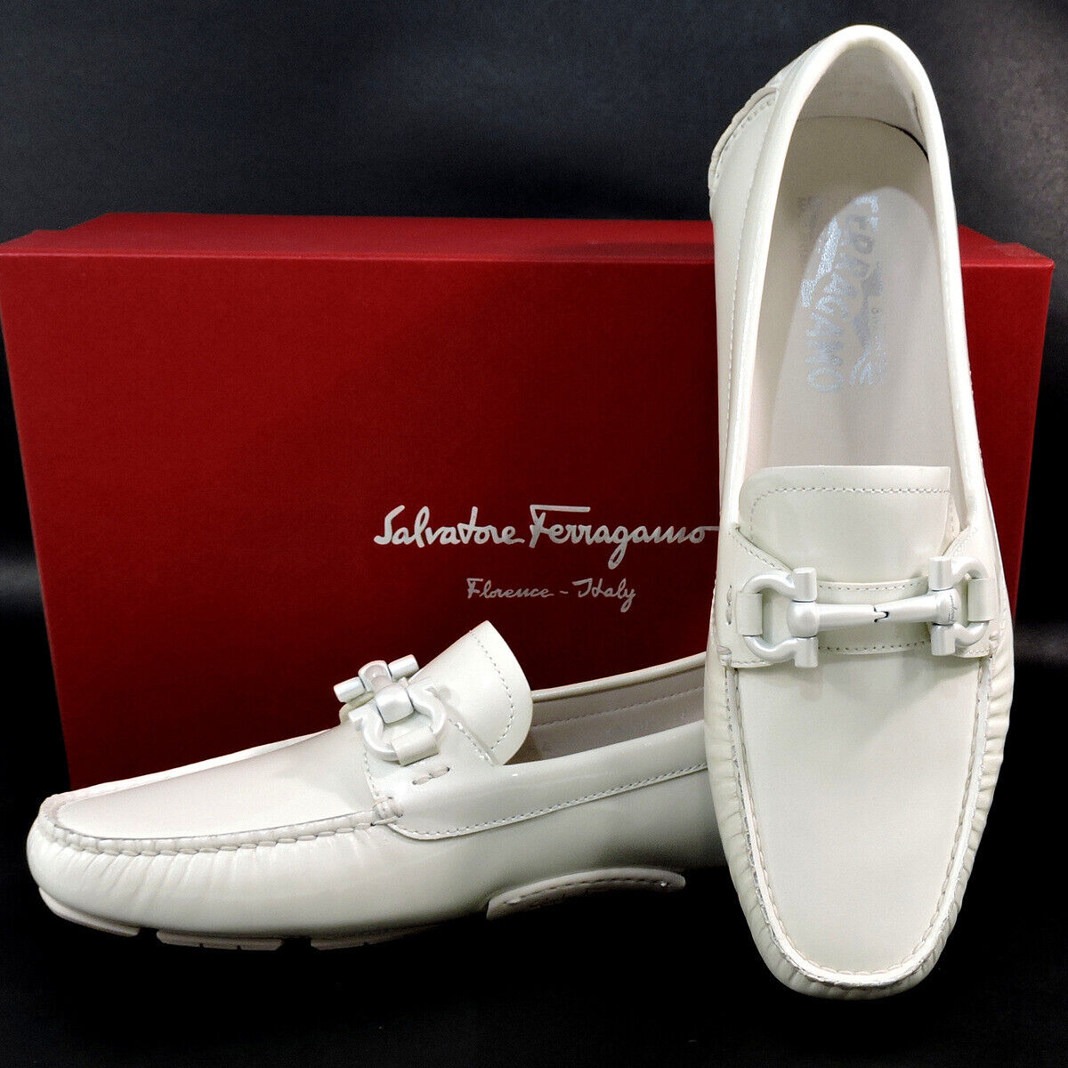 fotoelektrisk hovedpine fattige SALVATORE FERRAGAMO 🇮🇹 WOMEN&#039;S OFF WHITE SOFT LEATHER COMFORT LOAFERS  | eBay