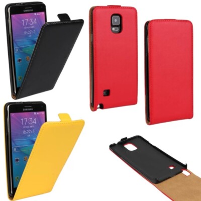 Samsung Galaxy Note 4 Flip Handy Tasche Echt Leder Magnet Etui Hülle Cover Bag
