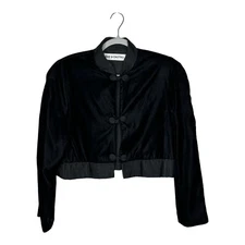 Bae + Castro Bolero Womens Size 10 Black Velvet Cropped Jacket Shoulder Pads