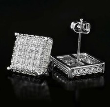 925 STERLING SILVER CZ (10MM IN DIAMETER) STUD EARRINGS - Foto 6