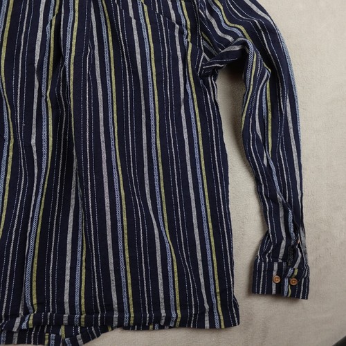 Native Youth Button Up Shirt Mens M Navy Blue Multicolor Stripe Boho Pockets - Picture 15 of 18