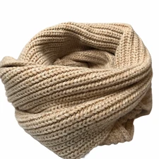 J. Crew Chunky Fall Winter Scarf Long Infinity Knit 100% Acrylic Tan Light Brown
