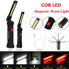 Magnetic Base LED COB Work Light Rechargeable Mechanic Flashlight Folding Torch