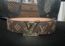 Louis Vuitton Monogram Men's Dress Belt Brown Gold Buckle