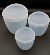 3 - Pampered Chef Silicone Prep Bowls with Lids 1-3 Cups