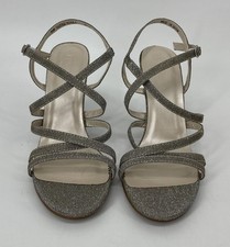Davids Bridal Preowned Women’s Silver Sparkle Strappy Heel Sandals size 8.5M
