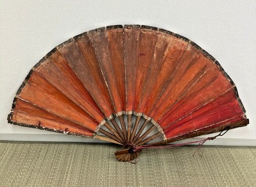 Vintage Japanese Samurai War Fan Gunsen Vermilion Lacquer Commander Fan Rare!!