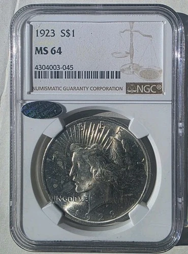 1923 P NGC MS64 Peace Silver Dollar $1 US Mint Coin LITTLETON SELECT NO RESERVE