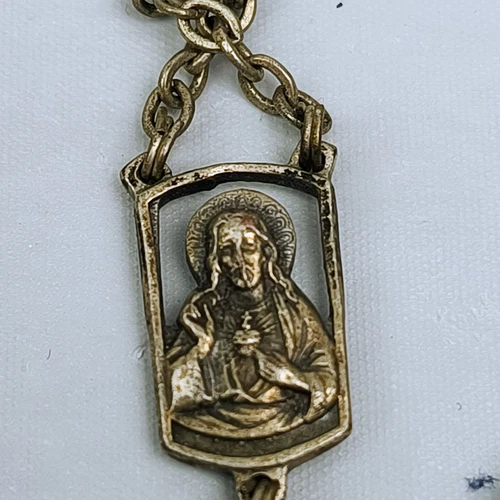 Vintage Rosary Black Beads and Cross Made in Italy INRI 18 Inch - Picture 7 of 13