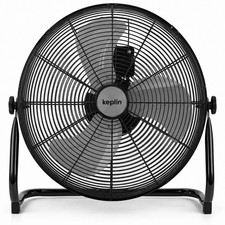 KEPLIN 12" Heavy Duty Black Floor Fan with 3 Speeds