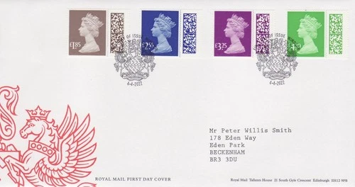 GB Stamps First Day Cover Machin Definitive Bar Coded £1.85 to £4.20 SHS 2022