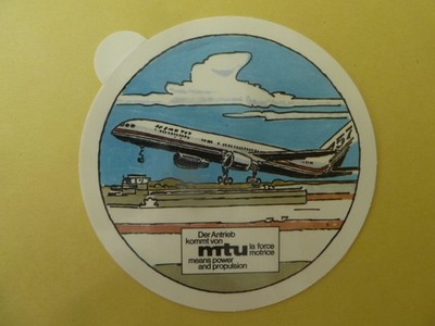 Aufkleber 80er Vintage - MTU Antriebe - Flugzeug Boeing 757, RARITÄT (105mm)