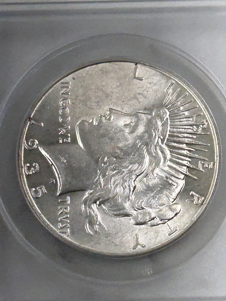 1935 Peace Silver Dollar ANACS MS63 Tougher Date Peace/A Nice 63 - Image 4 of 4