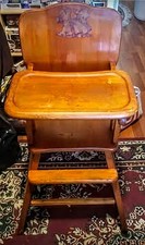 High Chair, Convertible, 1950, Orginal Wood,Baby Seat, Vintage, Furniture