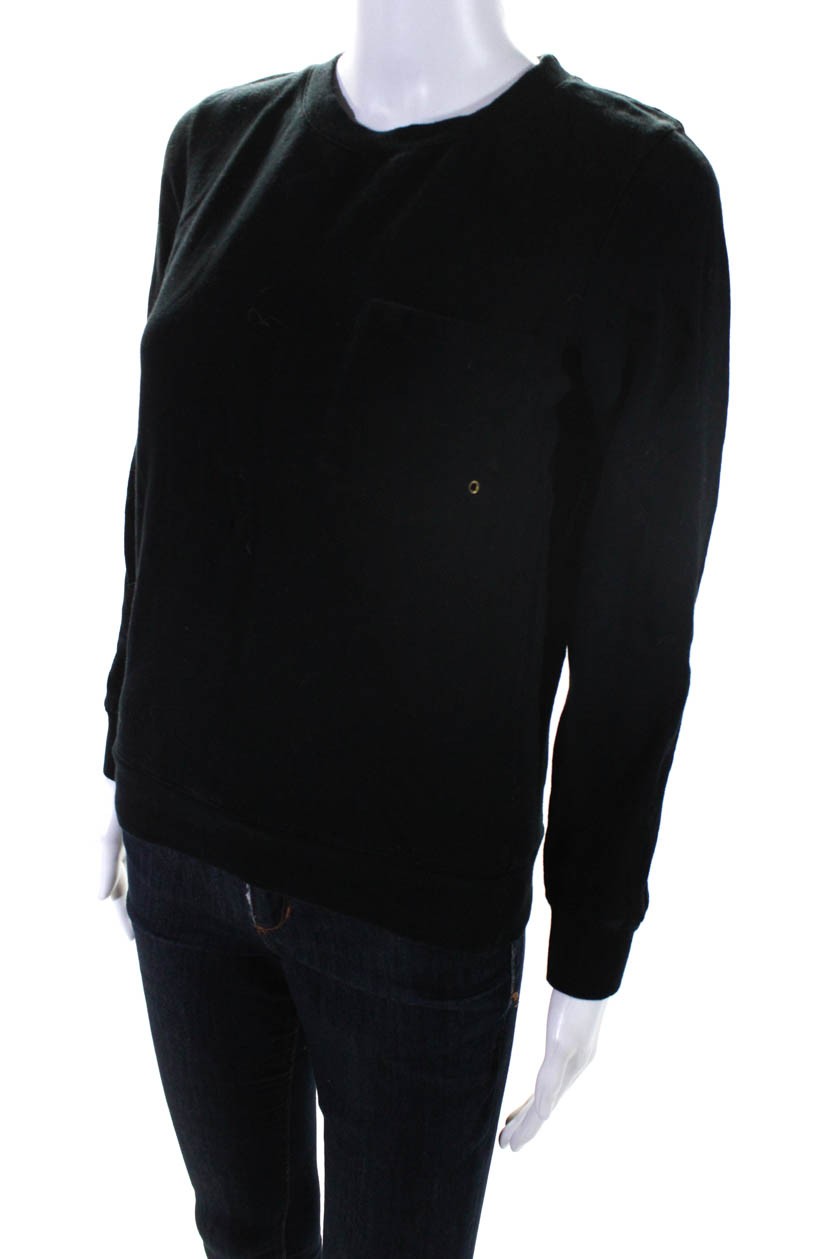 APC Womens Long Sleeved Front Pocket Crew Neck Sweatshirt Top Black Size XS