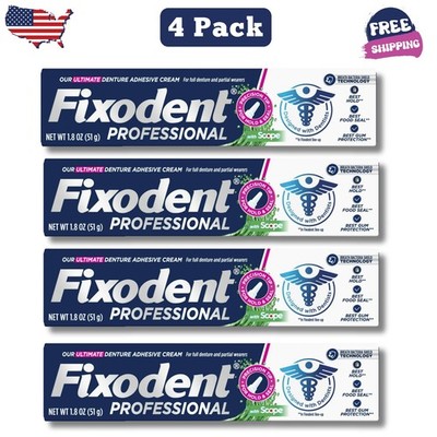 Fixodent Professional Ultimate Denture Adhesive Cream Dentures, 1.8 oz, 4 Pack