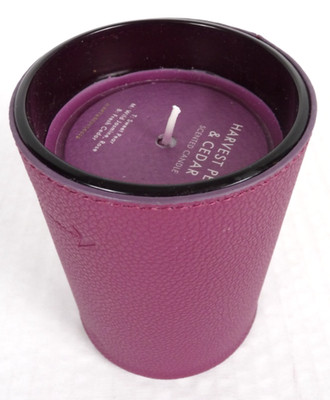 Anthropologie Glass Scented Candle Embossed Leather Icon Harvest Pear & Cedar
