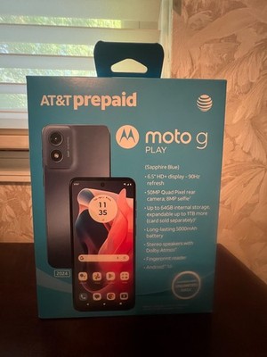New & Sealed - Motorola Moto G Play (2024) Blue At&t Prepaid Smartphone 64GB
