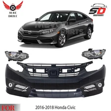 Front Bumper Cover Fascia & Gille Assembly For 2016-2018 Honda Civic