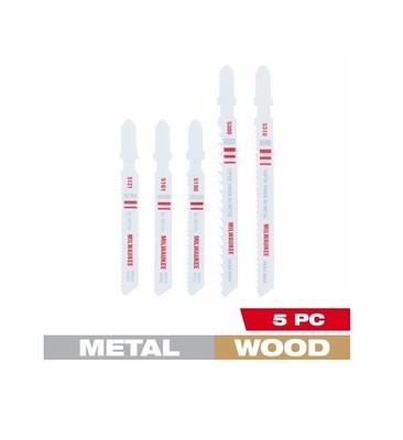 MILWAUKEE 49-22-1178 5PC T-Shank Bi-Metal Jig Saw Blade Set