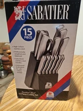 Sabatier German Steel 15 Pc. Cutlery Set w/ Wood Black Block