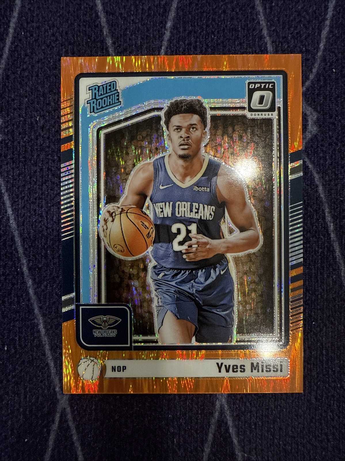 2024 Donruss Optic Rated Rookie Yves Missi #265 Orange Shock Prizm /225 (RC)