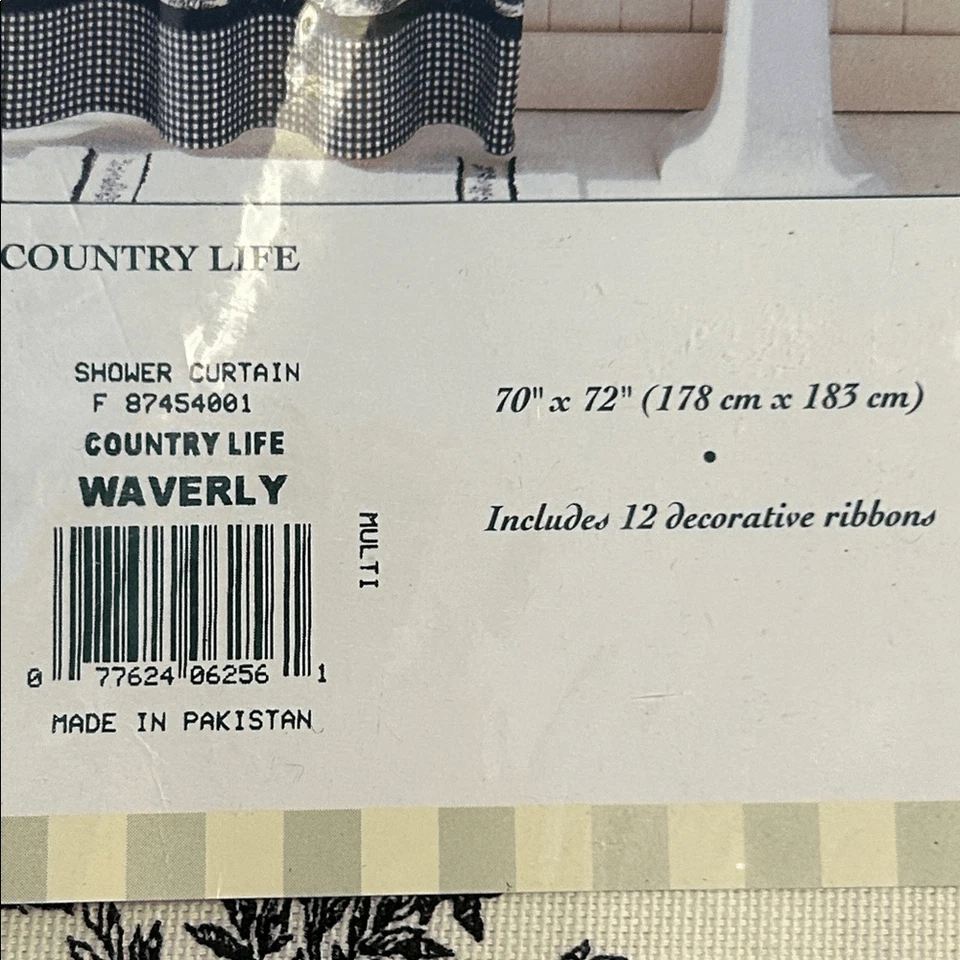 Nueva cortina de ducha Waverly negra crema Country Life Foto 4 de 4