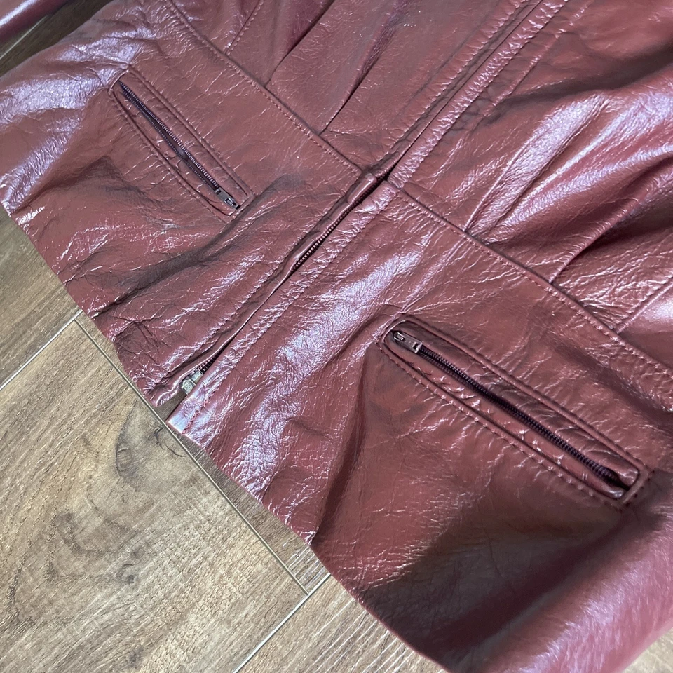 Chaqueta de cuero Bermans vintage años 80 para mujer talla 14 chaqueta de cuero borgoña Foto 4 de 4
